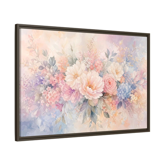 Main Mockup. Floral Assorted Flowers Pastel Floral shown as stretched canvas wall art