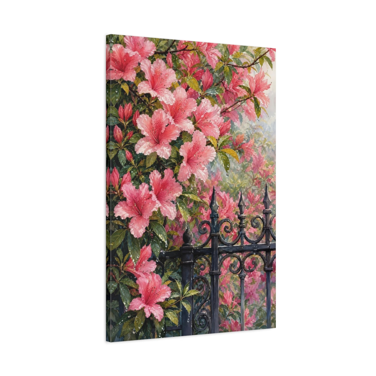 Main Mockup. Floral Azaleas Pink Azaleas shown as stretched canvas wall art