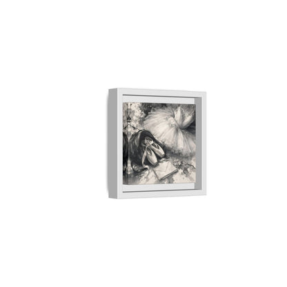 Side Mockup 22. Floral Ballet Shoes Monochrome Ballet shown as framed canvas print
