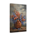 Side Mockup 4. Floral Bellflowers Pink And Blue Bellflowers shown as stretched canvas wall art
