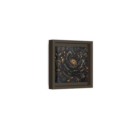 Floral Black Flower and Gold Framed Canvas Wall Art - Living Room, Above Console Table shown as canvas wall art