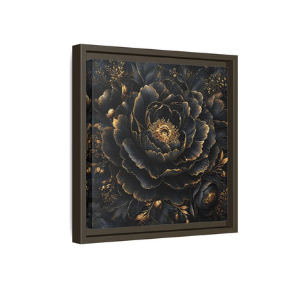 Floral Black Flower and Gold Framed Canvas Wall Art - Living Room, Above Console Table shown as canvas wall art