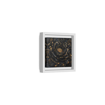 Floral Black Flower and Gold Framed Canvas Wall Art - Living Room, Above Console Table shown as canvas wall art