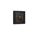 Side Mockup 24. Floral Black Flower Black And Gold shown as stretched canvas wall art