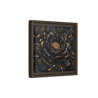 Floral Black Flower and Gold Framed Canvas Wall Art - Living Room, Above Console Table shown as canvas wall art