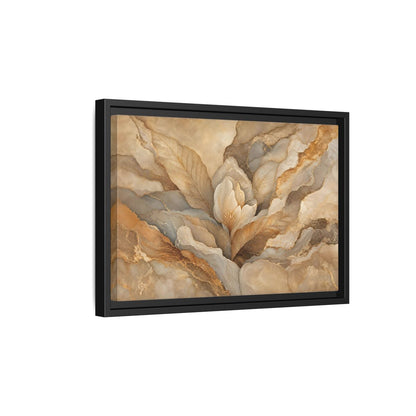 Side Mockup 6. Floral Floral Bloom Neutral Gold Floral shown as stretched canvas wall art