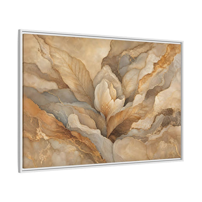 Side Mockup 7. Floral Floral Bloom Neutral Gold Floral shown as stretched canvas wall art