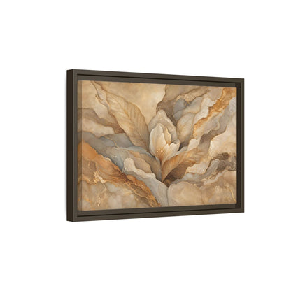 Side Mockup 5. Floral Floral Bloom Neutral Gold Floral shown as stretched canvas wall art