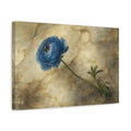 Side Mockup 4. Floral Blue Ranunculus Blue And Gold Floral shown as stretched canvas wall art
