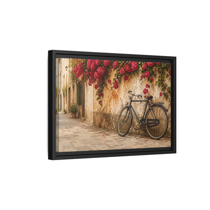 Side Mockup 6. Floral Bougainvillea Bicycle Pink Bougainvillea shown as stretched canvas wall art