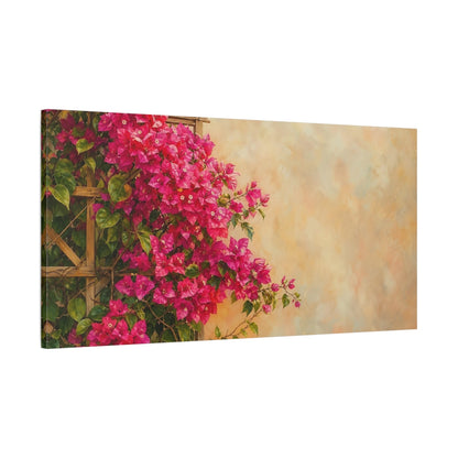 Main Mockup. Floral Bougainvillea Flowers Pink Bougainvillea shown as stretched canvas wall art