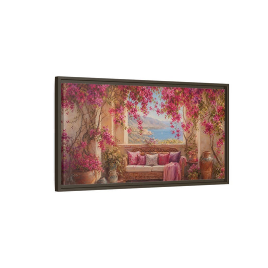 Main Mockup. Floral Bougainvillea Pink Bougainvillea shown as stretched canvas wall art