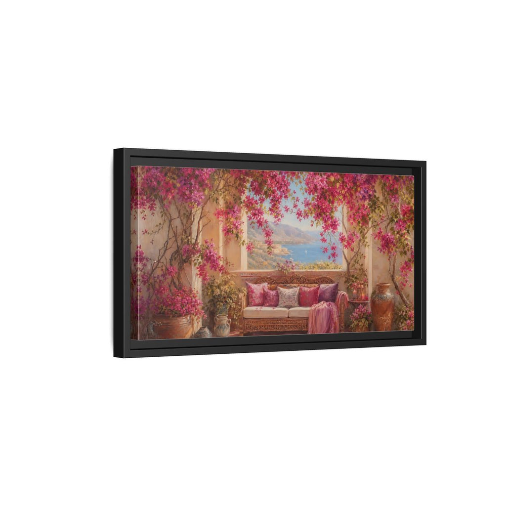 Side Mockup 8. Floral Bougainvillea Pink Bougainvillea shown as stretched canvas wall art