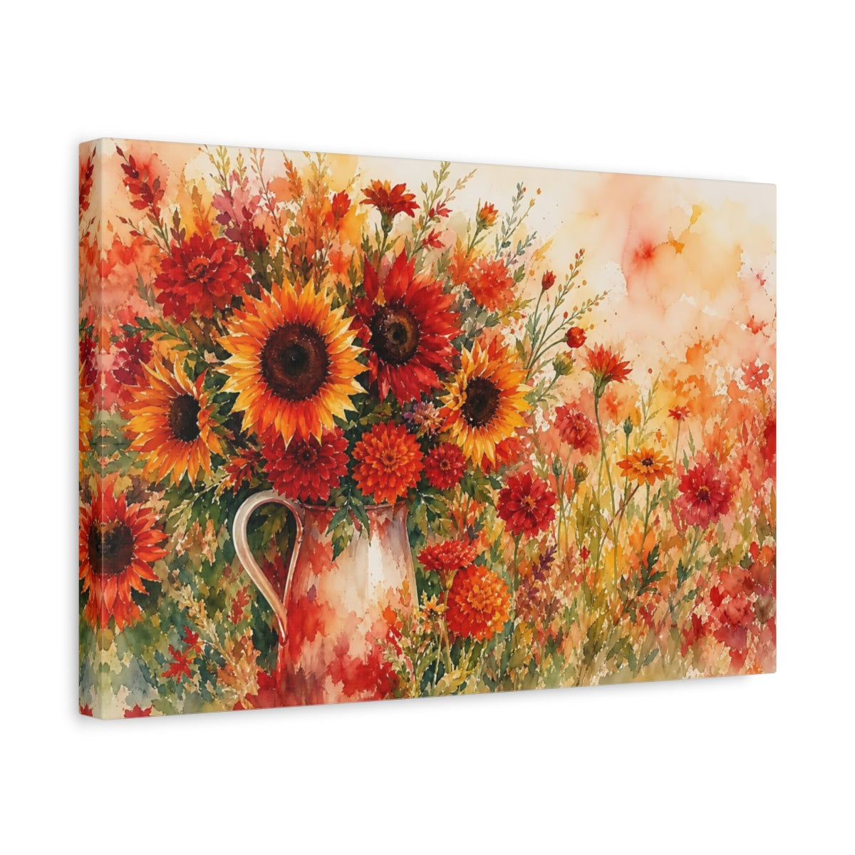 Side Mockup 4. Floral Floral Bouquet Autumn Floral shown as stretched canvas wall art