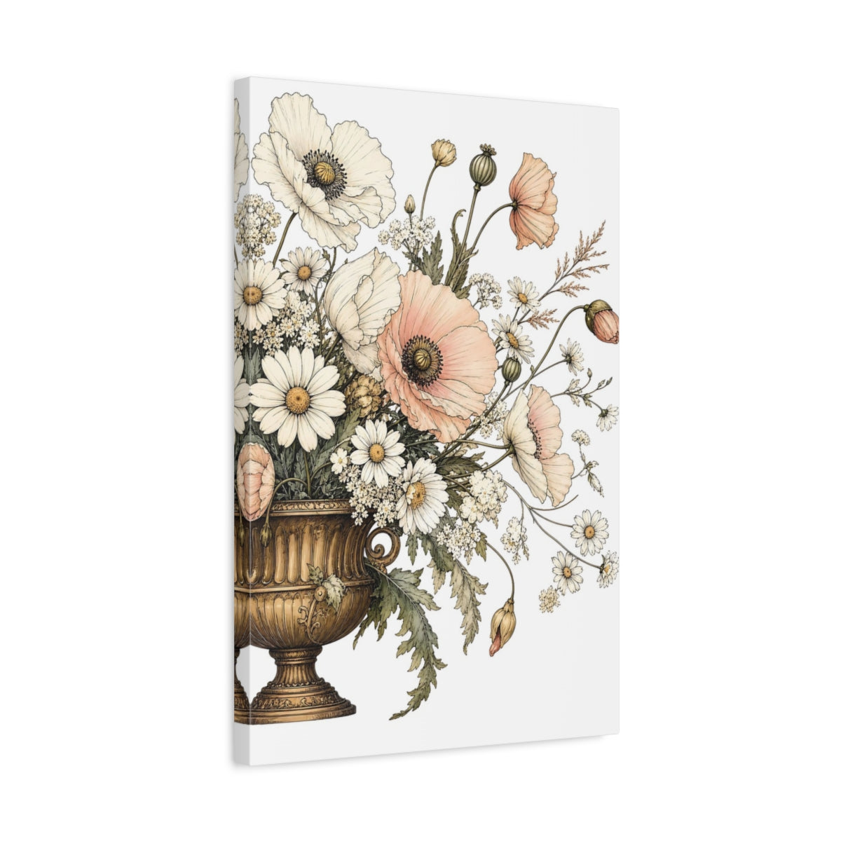 Side Mockup 3. Floral Floral Bouquet Pastel Floral Bouquet shown as stretched canvas wall art