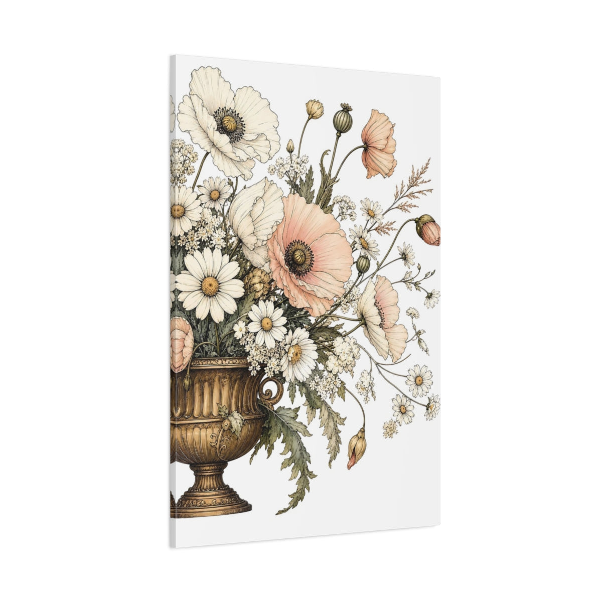 Side Mockup 1. Floral Floral Bouquet Pastel Floral Bouquet shown as stretched canvas wall art