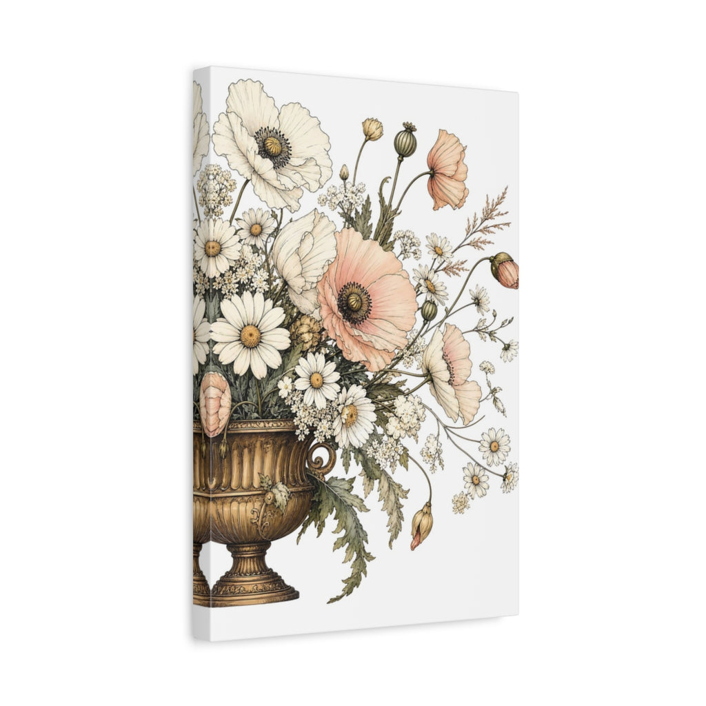 Side Mockup 4. Floral Floral Bouquet Pastel Floral Bouquet shown as stretched canvas wall art