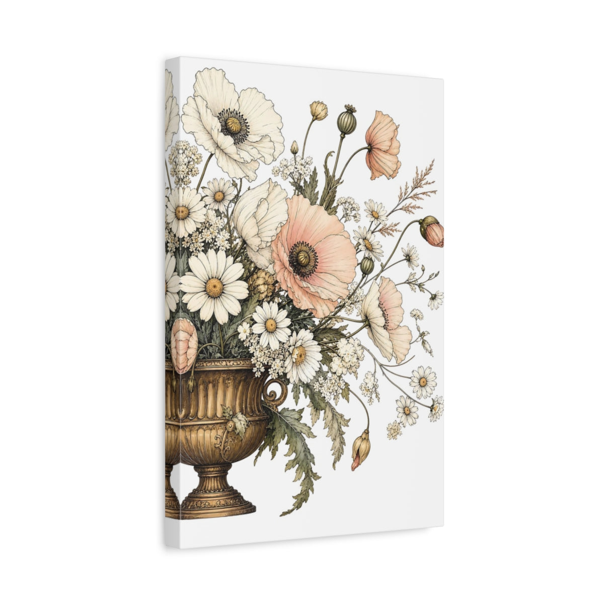Side Mockup 4. Floral Floral Bouquet Pastel Floral Bouquet shown as stretched canvas wall art