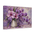 Side Mockup 4. Floral Floral Bouquet Purple Floral shown as stretched canvas wall art