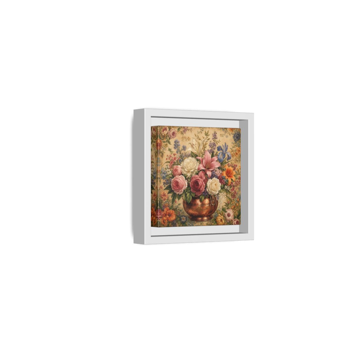 Side Mockup 22. Floral Floral Bouquet Vintage Floral Vase shown as stretched canvas wall art