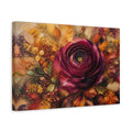 Side Mockup 4. Floral Burgundy Flower Burgundy Floral shown as stretched canvas wall art