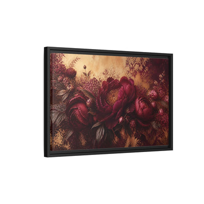 Side Mockup 3. Floral Burgundy Peony Arrangement shown as framed canvas print