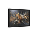 Side Mockup 6. Floral Floral Burst Black Gold Silver shown as stretched canvas wall art