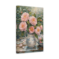 Side Mockup 4. Floral Camellias Pink Camellia Floral shown as stretched canvas wall art