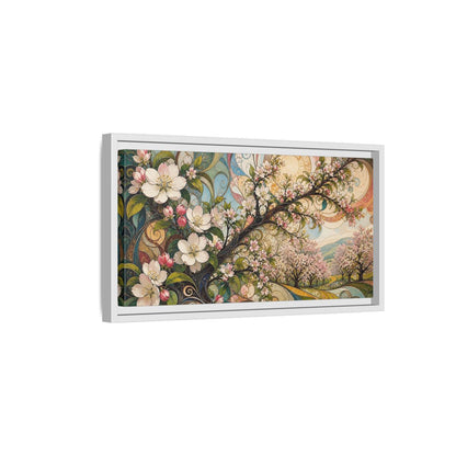 Side Mockup 6. Floral Cherry Blossoms Colorful Floral shown as stretched canvas wall art