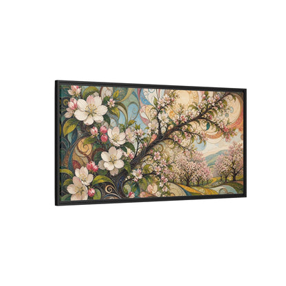 Side Mockup 5. Floral Cherry Blossoms Colorful Floral shown as stretched canvas wall art