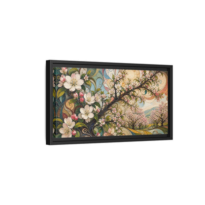 Side Mockup 8. Floral Cherry Blossoms Colorful Floral shown as stretched canvas wall art