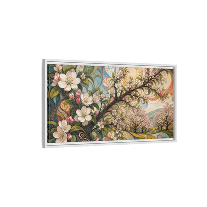 Side Mockup 1. Floral Cherry Blossoms Colorful Floral shown as stretched canvas wall art