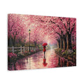 Side Mockup 4. Floral Cherry Blossoms Pink Cherry Blossom shown as stretched canvas wall art