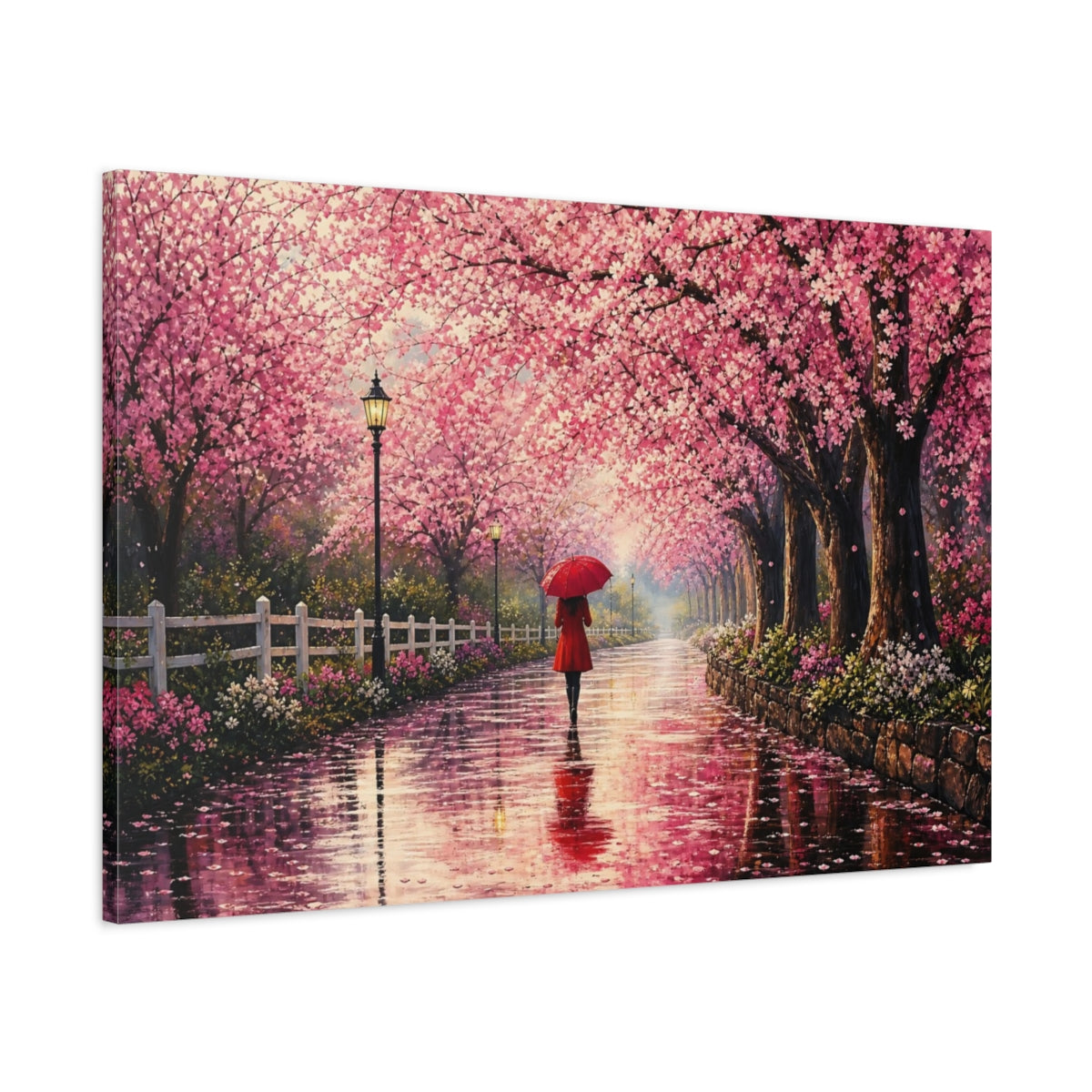 Main Mockup. Floral Cherry Blossoms Pink Cherry Blossom shown as stretched canvas wall art