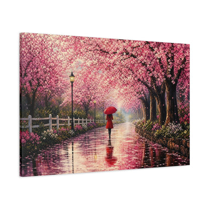 Main Mockup. Floral Cherry Blossoms Pink Cherry Blossom shown as stretched canvas wall art