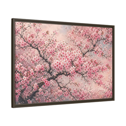 Main Mockup. Floral Cherry Blossoms Pink Cherry Blossoms shown as stretched canvas wall art