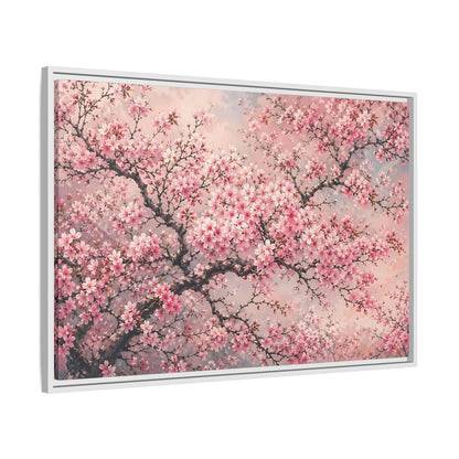 Side Mockup 9. Floral Cherry Blossoms Pink Cherry Blossoms shown as stretched canvas wall art