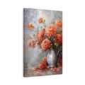 Side Mockup 4. Floral Chrysanthemums Coral And Blue shown as stretched canvas wall art