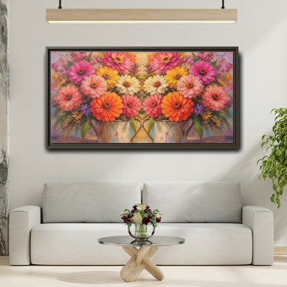 Mockup 2. Floral Colorful Flowers Colorful Flowers shown as stretched canvas wall art