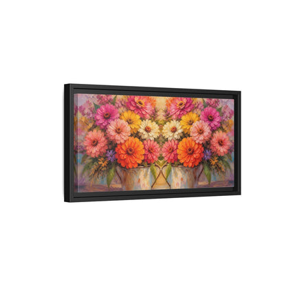 Side Mockup 8. Floral Colorful Flowers Colorful Flowers shown as stretched canvas wall art