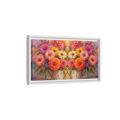 Side Mockup 6. Floral Colorful Flowers Colorful Flowers shown as stretched canvas wall art