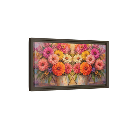 Side Mockup 7. Floral Colorful Flowers Colorful Flowers shown as stretched canvas wall art