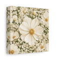 Side Mockup 2. Floral Cosmos Flowers Cream Floral shown as stretched canvas wall art