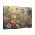 Side Mockup 4. Floral Cosmos Flowers Pink Cosmos Garden shown as stretched canvas wall art