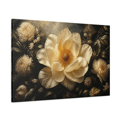 Main Mockup. Floral Cream Peony shown as canvas print