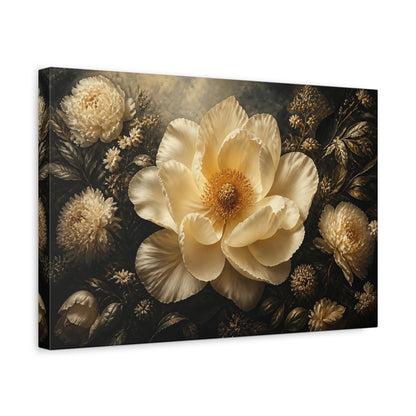 Side Mockup 4. Floral Cream Peony shown as canvas print