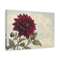 Side Mockup 4. Floral Dahlia Burgundy Dahlia shown as stretched canvas wall art