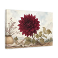 Side Mockup 4. Floral Dahlia Flower Red Dahlia shown as stretched canvas wall art