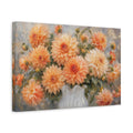 Side Mockup 4. Floral Dahlias Orange Dahlias shown as stretched canvas wall art