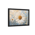 Side Mockup 6. Floral Daisies White Daisies Blue shown as stretched canvas wall art